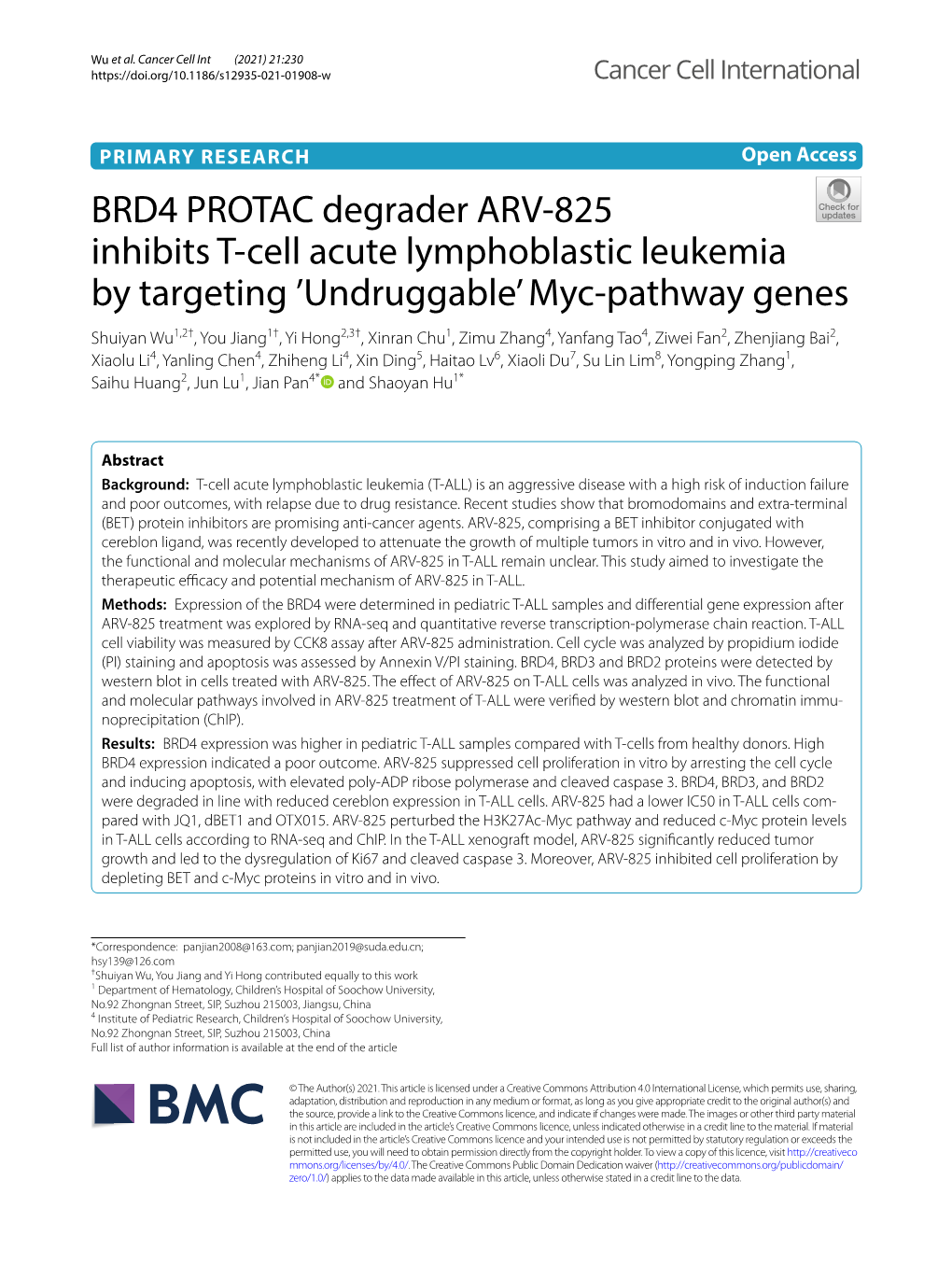 BRD4 PROTAC Degrader ARV-825 Inhibits T