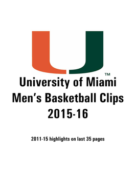 University of Miami Men's Basketball Clips 2015-16