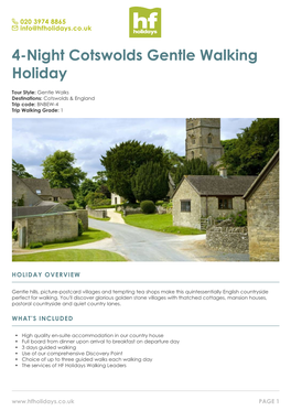 4-Night Cotswolds Gentle Walking Holiday
