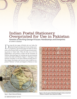 Indian Postal Stationery Overprinted for Use in Pakistan Varieties of the King George VI Issues: Handstamps and Overprints by JAFAR H