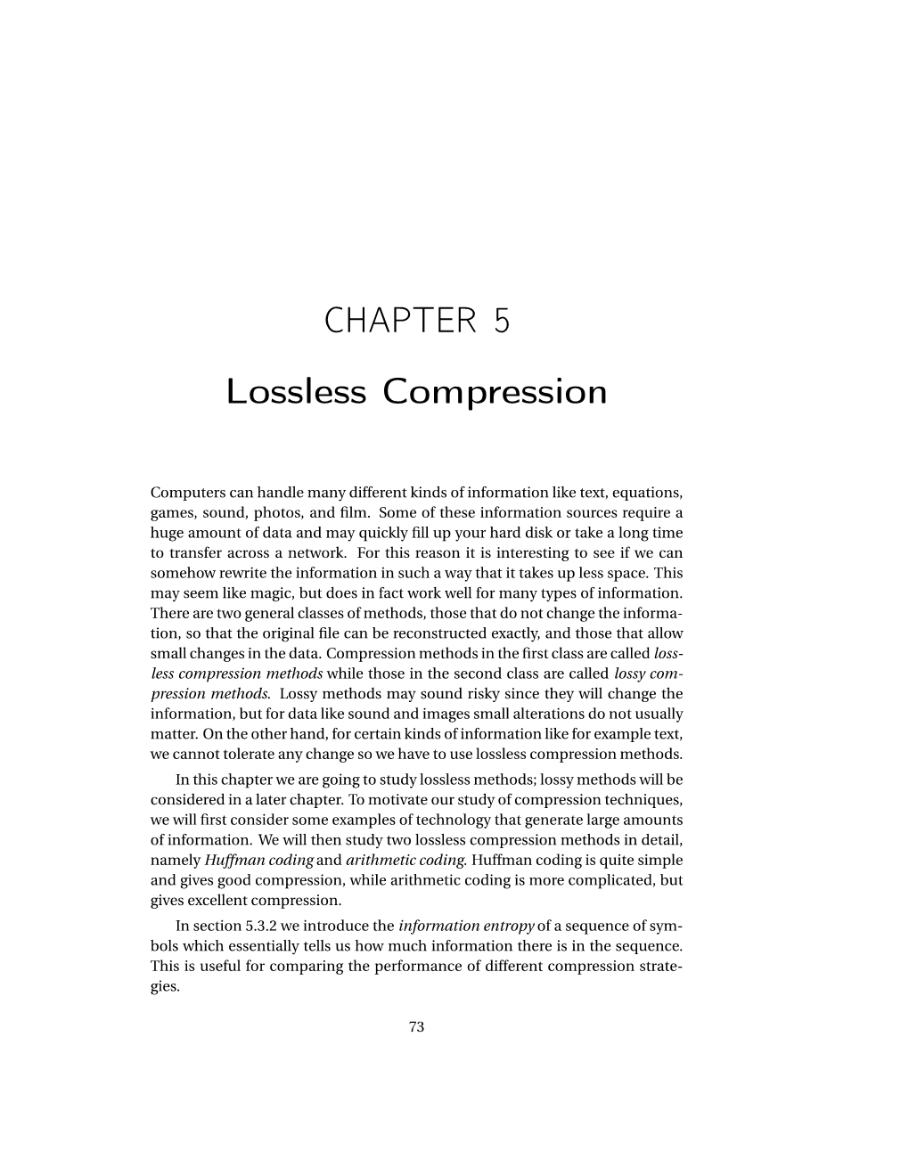 CHAPTER 5 Lossless Compression