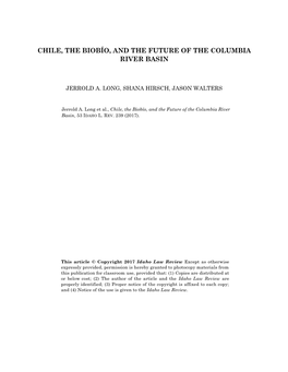 Chile, the Biobío, and the Future of the Columbia River Basin