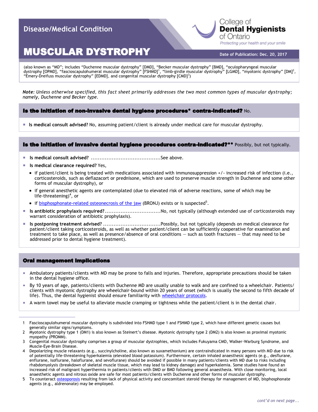 MUSCULAR DYSTROPHY Date of Publication: Dec