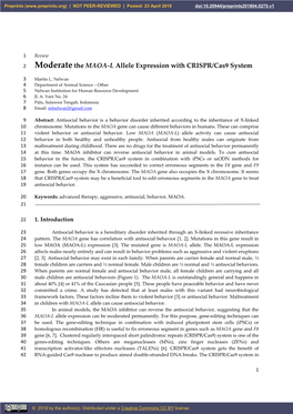 Moderate the MAOA-L Allele Expression with CRISPR/Cas9 System