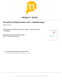 Parasitism and Disjunctivism in Nyya Epistemology