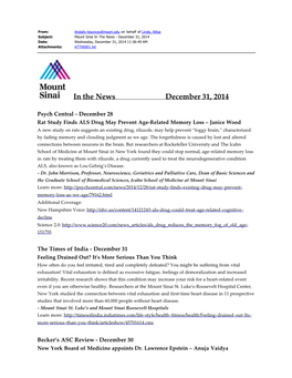 In the News December 31, 2014