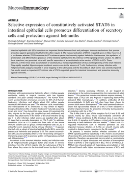 Selective Expression of Constitutively Activated STAT6 in Intestinal Epithelial Cells Promotes Differentiation of Secretory Cells and Protection Against Helminths