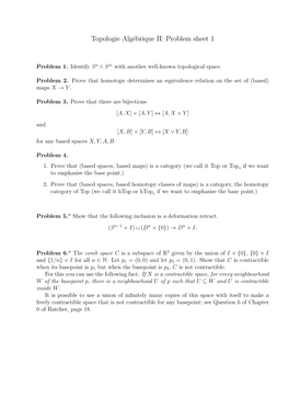 Topologie Algébrique II: Problem Sheet 1