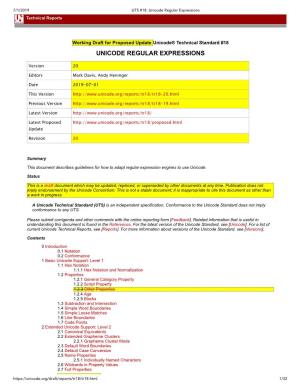 Unicode Regular Expressions Technical Reports