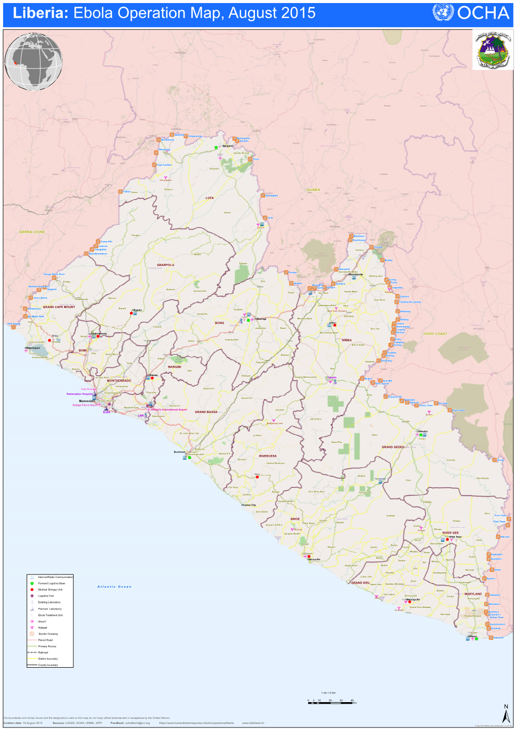 Liberia: Ebola Operation Map, August 2015