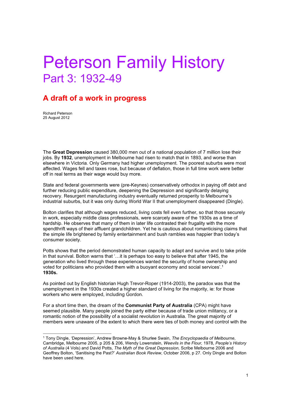 Peterson Family History Part 3: 1932-49