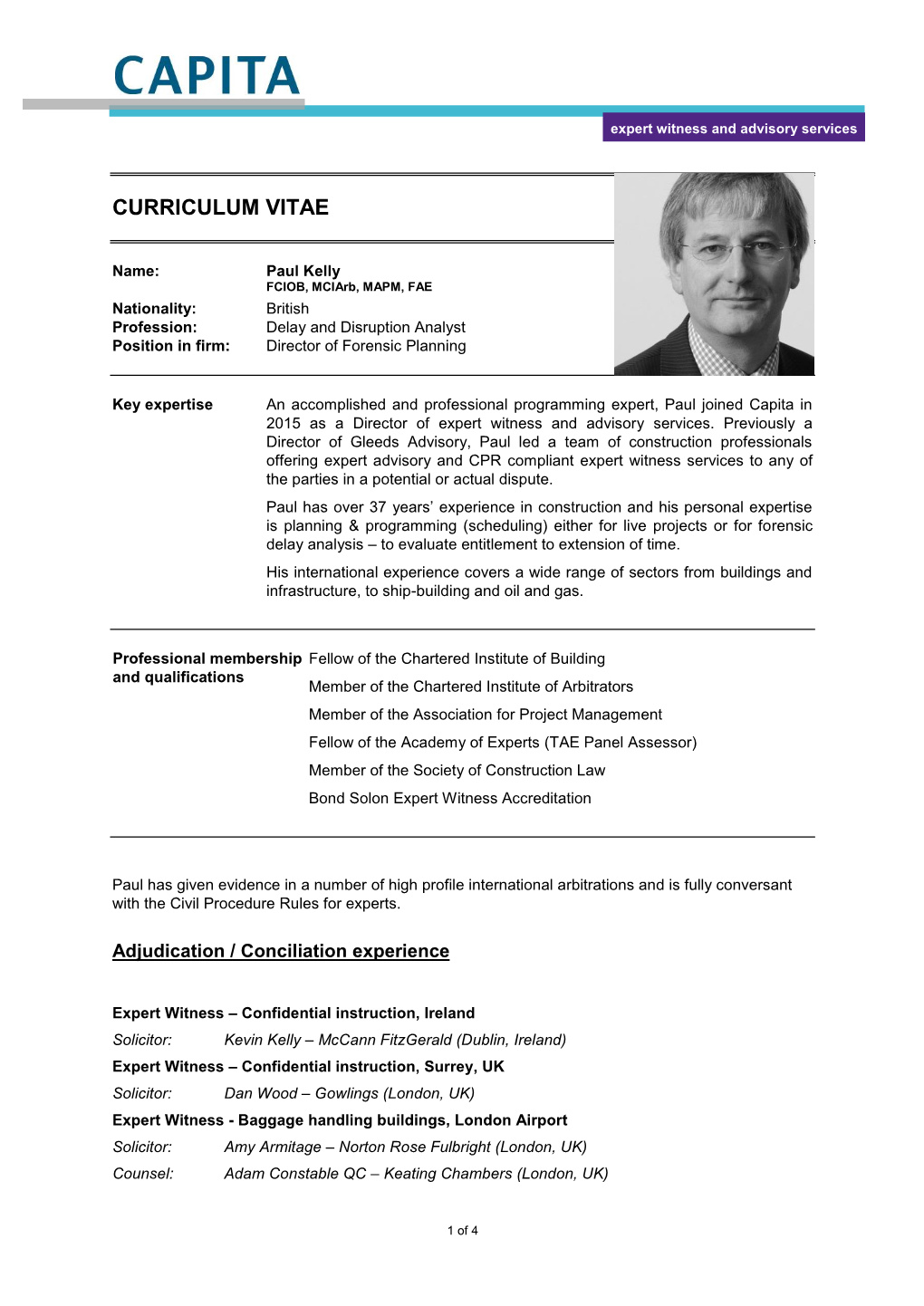 Paul Kelly CV