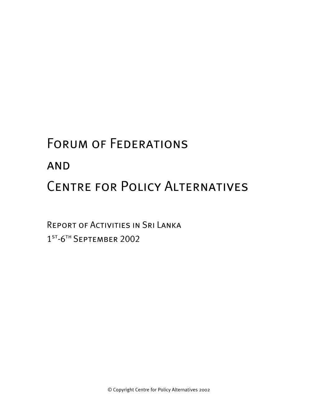 Forum of Federations Final Report