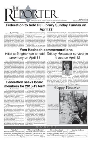 Happy Passover Federation to Hold PJ Library Sunday Funday on April 22
