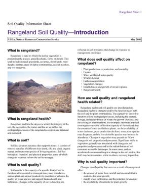 Rangeland Soil Quality—Introduction