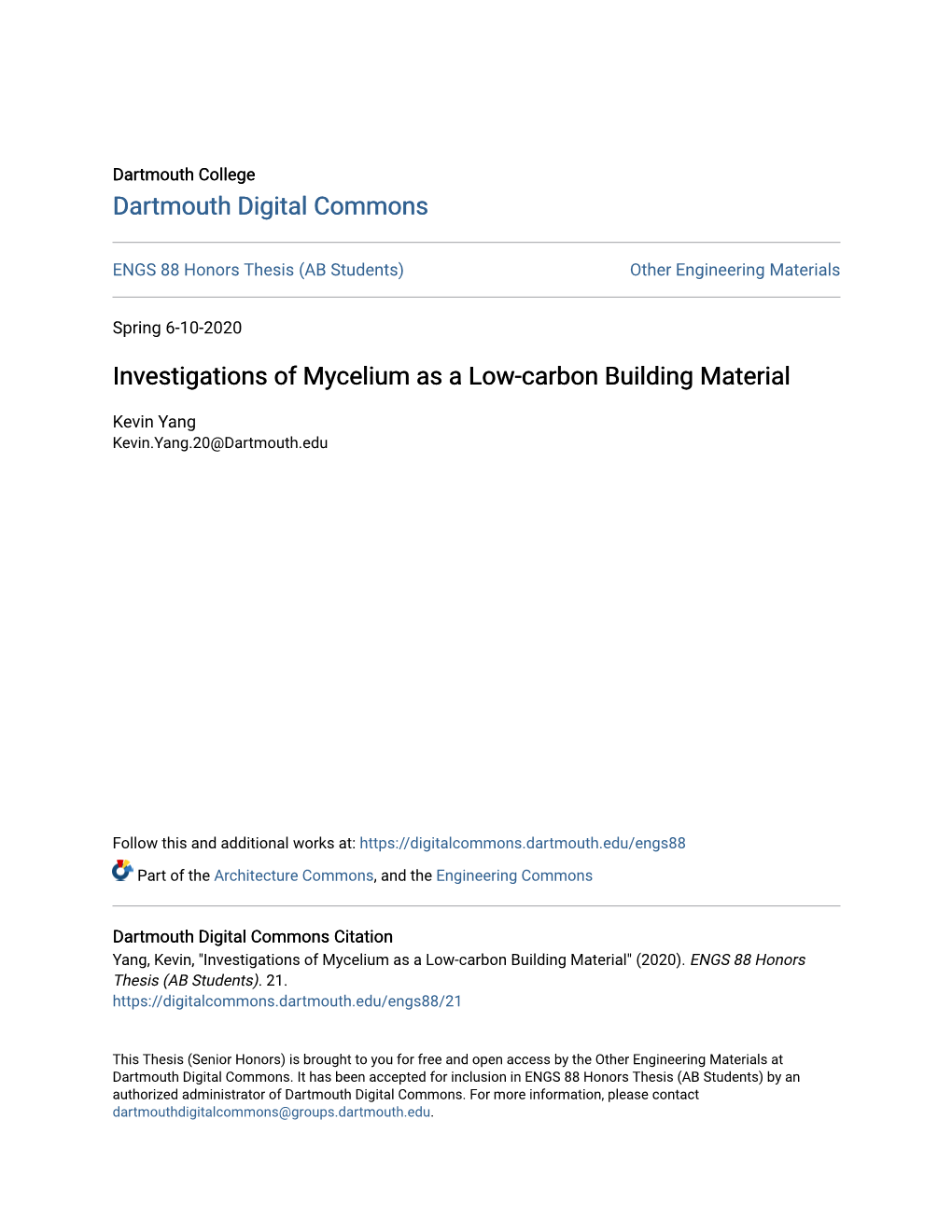 Investigations of Mycelium As a Low-Carbon Building Material