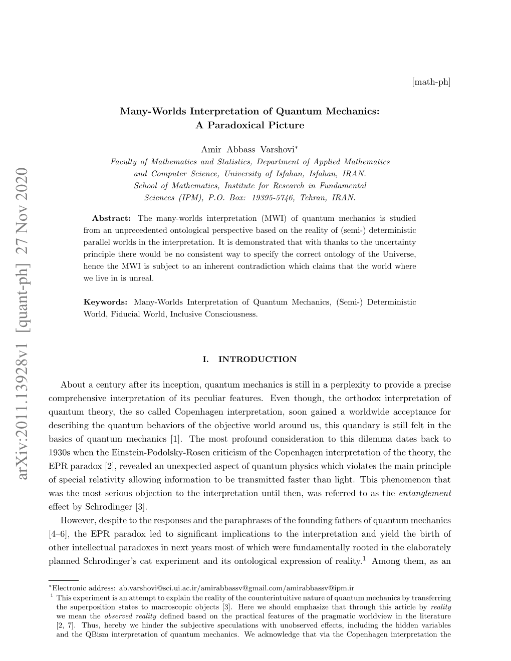 Many-Worlds Interpretation of Quantum Mechanics: a Paradoxical Picture