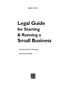 Legal Guide for Starting and Running a Small Business II