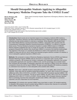 Should Osteopathic Students Applying to Allopathic Emergency Medicine Programs Take the USMLE Exam?