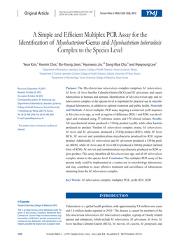 A Simple and Efficient Multiplex PCR Assay for the Identification of Mycobacteriumgenus and Mycobacterium Tuberculosis Complex T