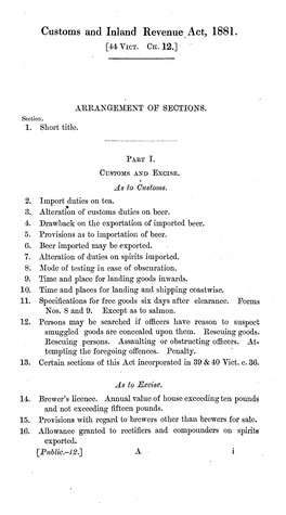 Customs and Inland Revenue Act, 1881. [44 VICT