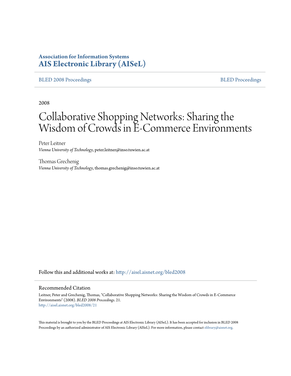 Collaborative Shopping Networks