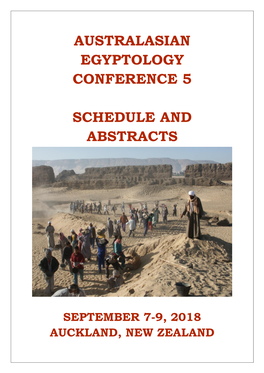 Australasian Egyptology Conference 5 Schedule And