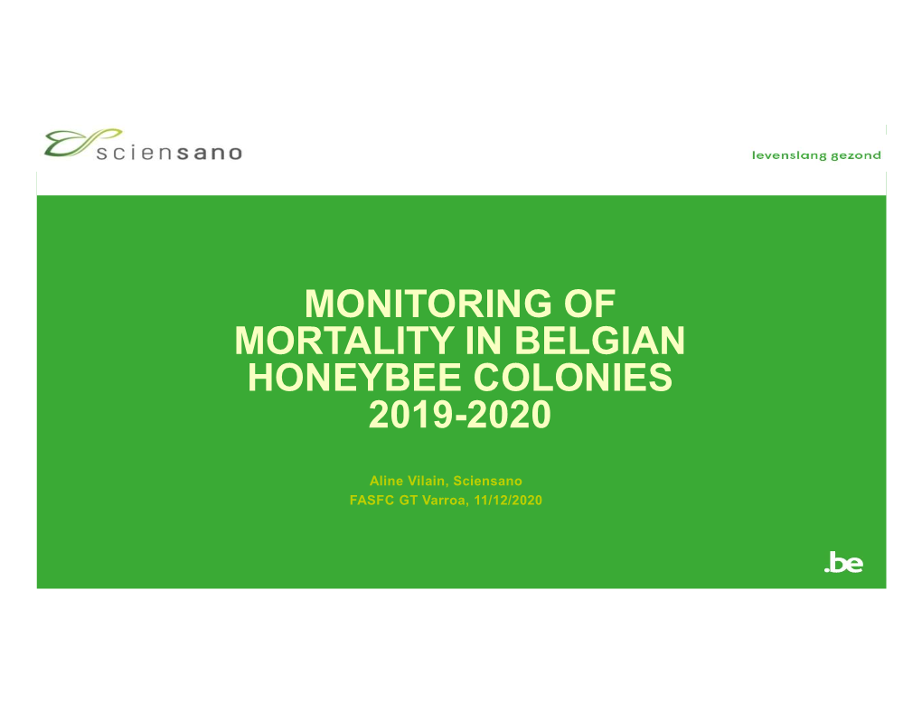 Monitoring of Mortality in Belgian Honeybee Colonies 2019-2020