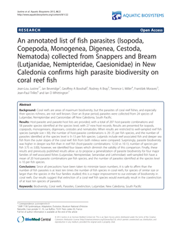 An Annotated List of Fish Parasites (Isopoda, Copepoda, Monogenea