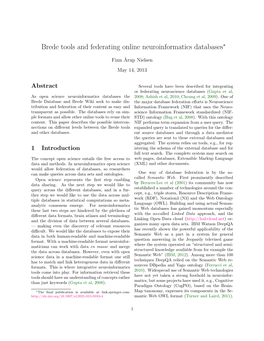 Brede Tools and Federating Online Neuroinformatics Databases∗