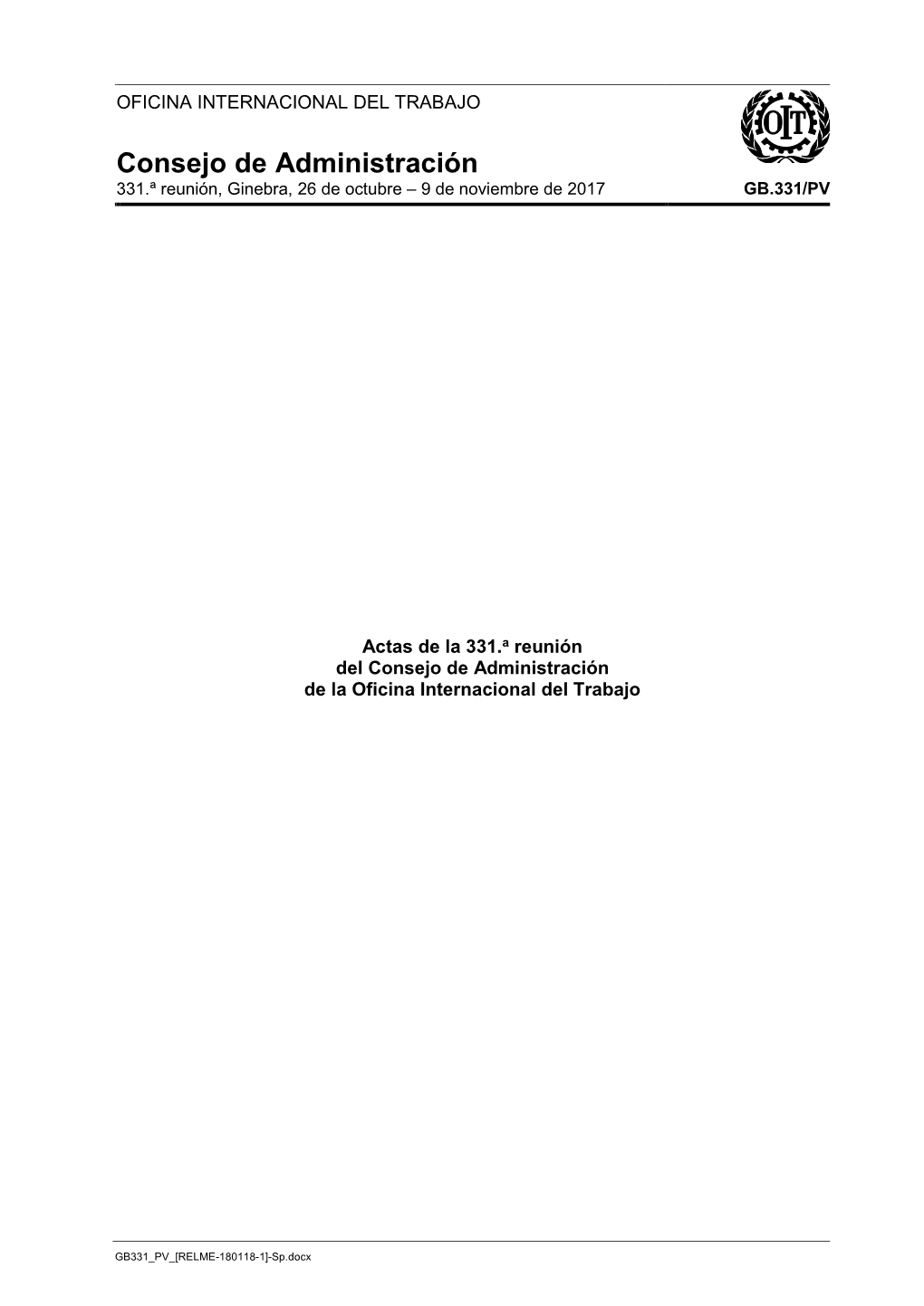 Actas De La 331.ª Reunión Del Consejo De Administración