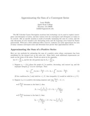 Approximating the Sum of a Convergent Series