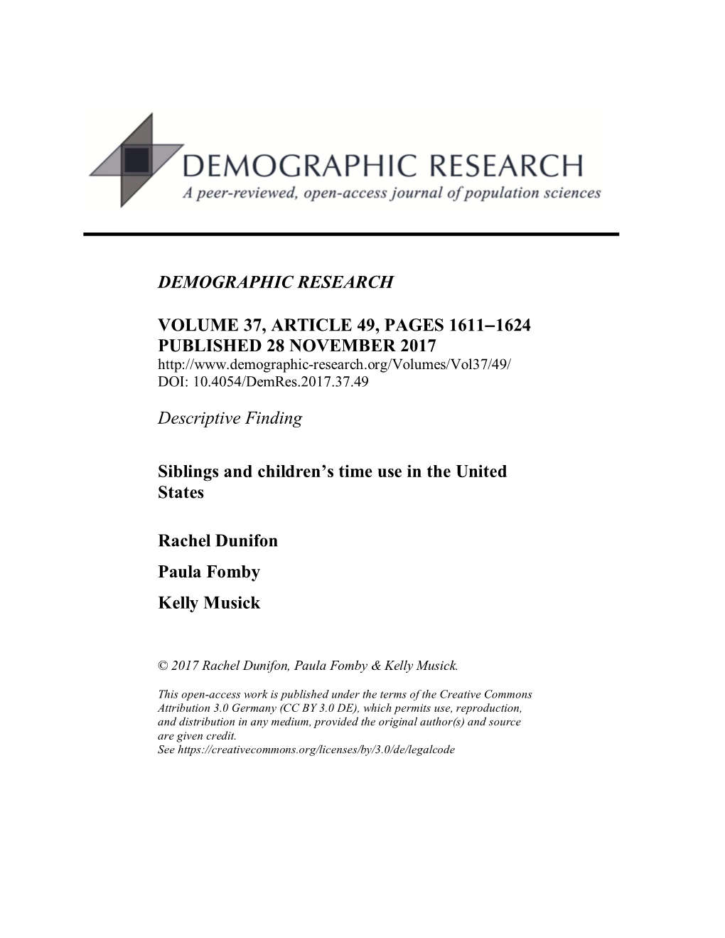 Siblings and Children's Time Use in the United States