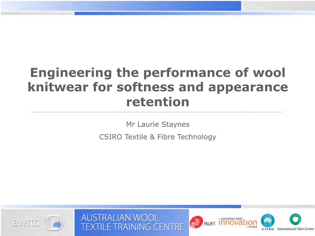 Engineering the Performance of Wool Knitwear for Softness and Appearance Retention