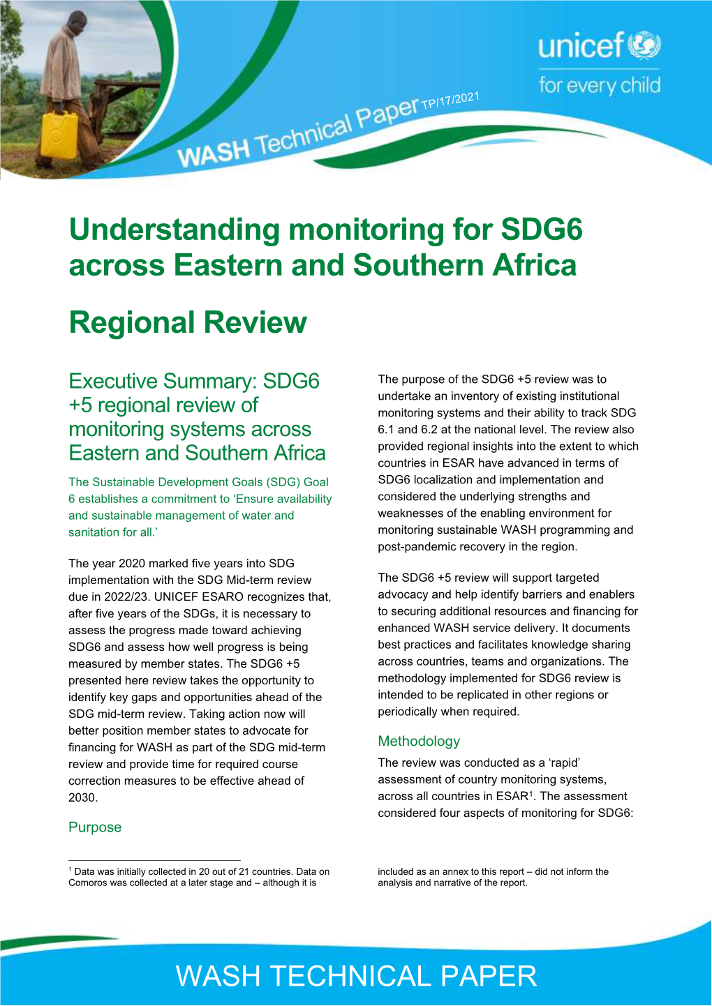 Understanding Monitoring for SDG6 Across Eastern and Southern Africa Regional Review