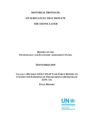 Volume 1: Decision Xxx/3 Teap Task Force Report on Unexpected Emissions of Trichlorofluoromethane (Cfc-11)