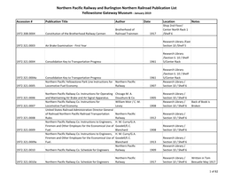 Northern Pacific Railway and Burlington Northern Railroad Publication List Yellowstone Gateway Museum - January 2019