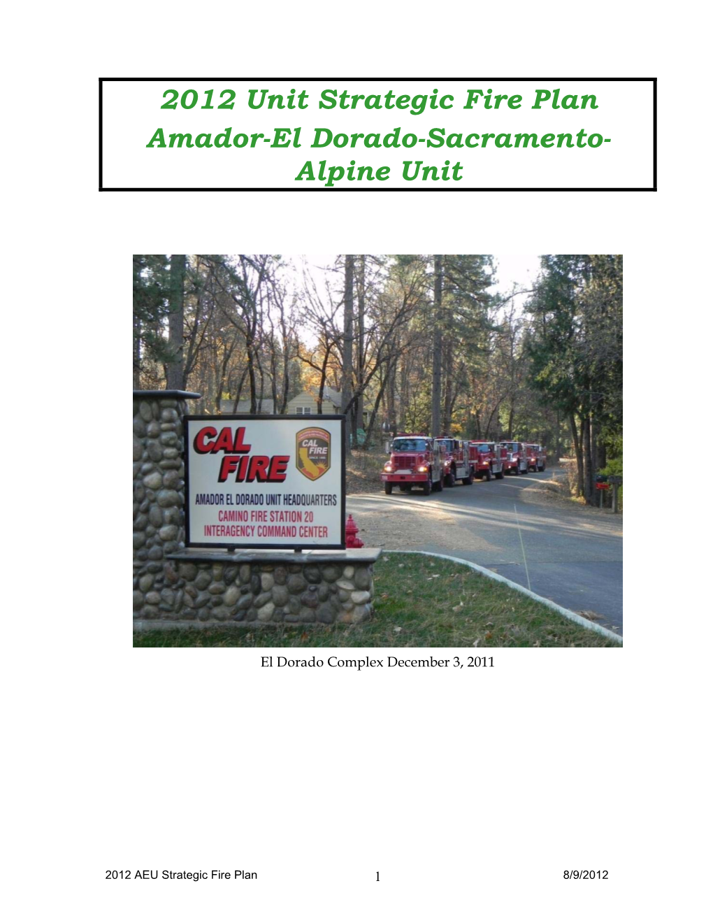 CAL FIRE AEU Strategic Fire Plan