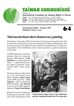 Taiwan Elections Show Democracy Gaining