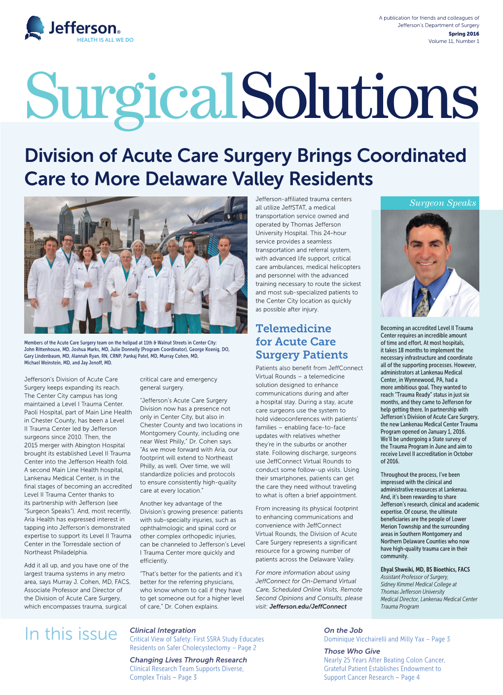 Division of Acute Care Surgery Brings Coordinated Care to More Delaware Valley Residents