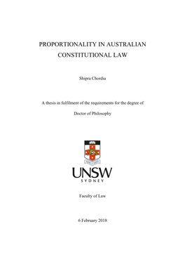 Proportionality in Australian Constitutional Law