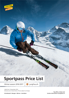 Sportpass Price List