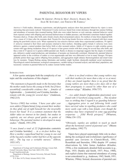 Biology of the Vipers 181 Ranging in Elevation from 1550 to 1800 M, the Gener- Field Observations Ally Open, Rocky Slopes Support Ocotillo (Fouquieria Individual C