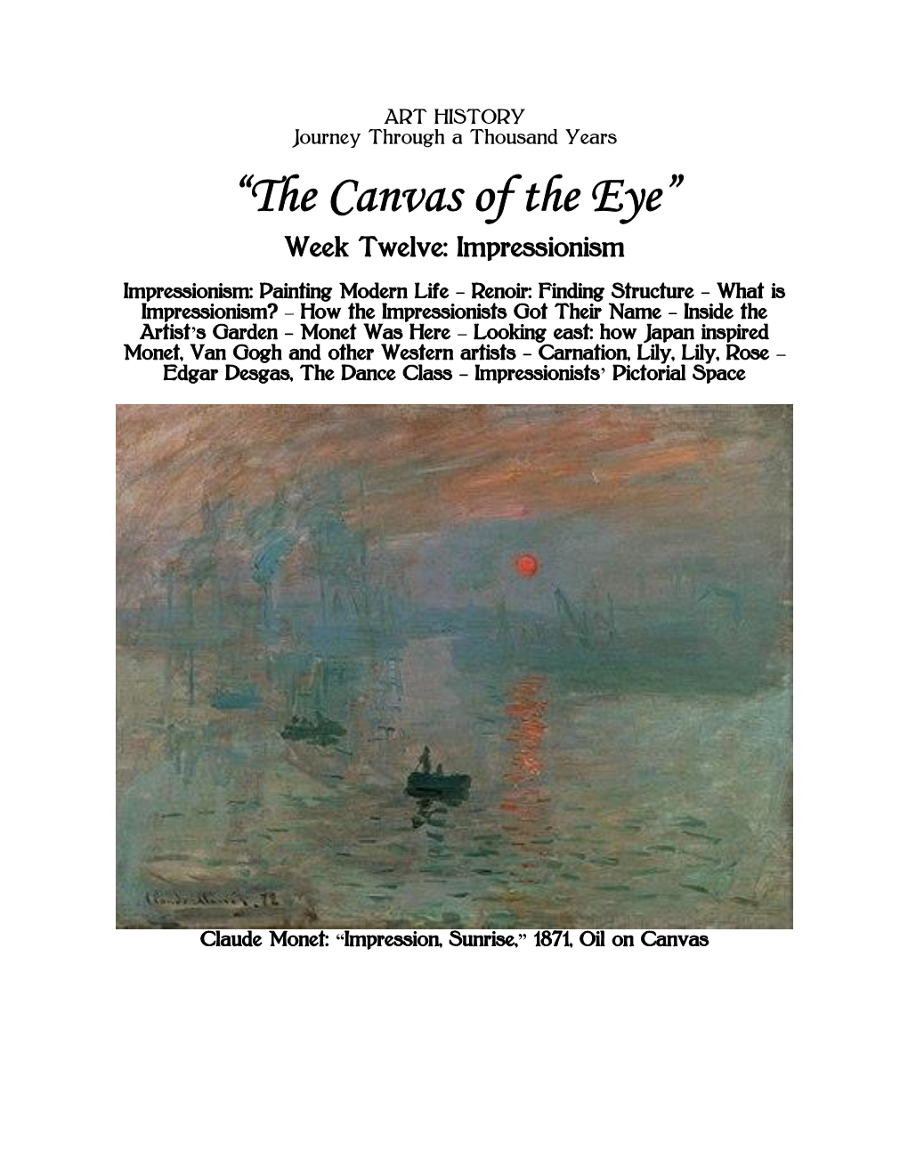 The Canvas of the Eye: Impressionism