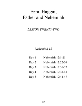 LESSON TWENTY-TWO Nehemiah 12