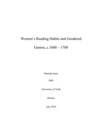 Women's Reading Habits and Gendered Genres, C.1600 – 1700