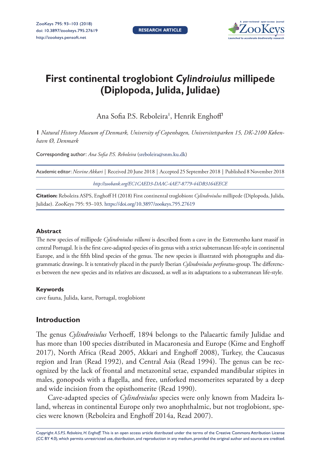 First Continental Troglobiont Cylindroiulus Millipede