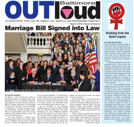 March 9, 2012 | Volume IX Issue 22 Marriage Bill Signed Into Law Drinking from the Quiet Legacy