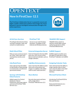 Firstclass 12.1 New Features