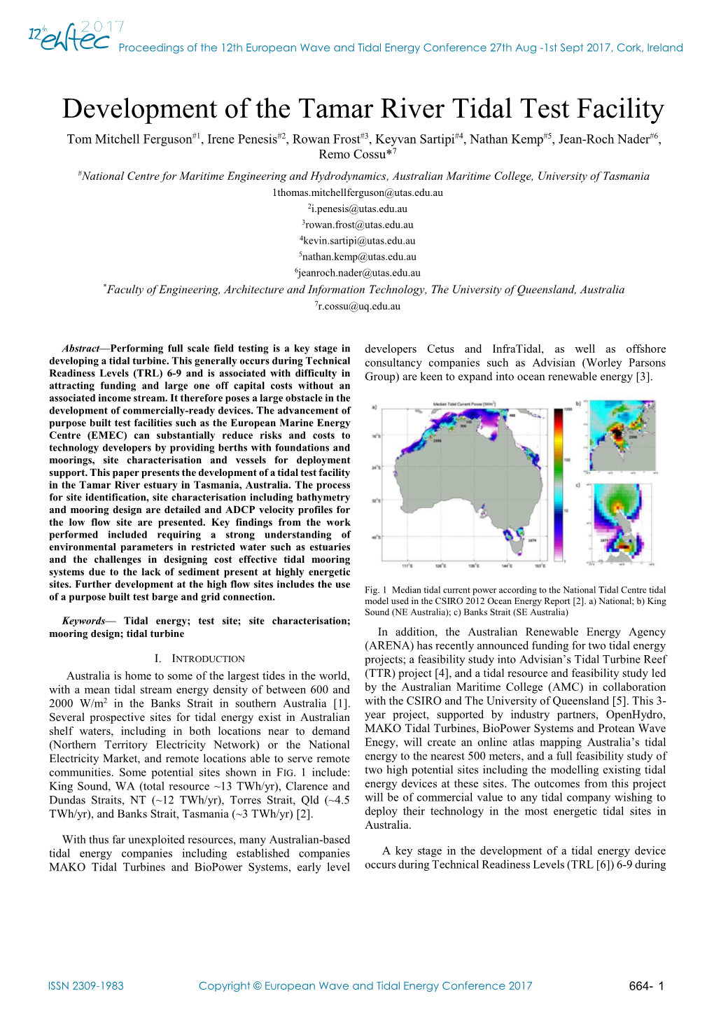 Development of the Tamar River Tidal Test Facility